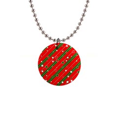 Xmash Christmas Stars Red Background Star 1  Button Necklace