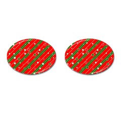 Xmash Christmas Stars Red Background Star Cufflinks (Oval)