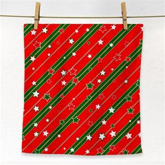 Xmash Christmas Stars Red Background Star Face Towel by Wegoenart