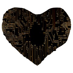 Circuit-board Large 19  Premium Heart Shape Cushions by nateshop