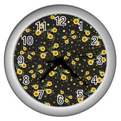 Nature Pattern Texture Flower Wing Wall Clock (silver) by Wegoenart