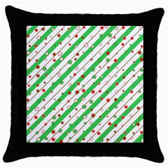 Christmas Xmas Green Stars Background Star Throw Pillow Case (black) by Wegoenart