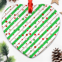 Christmas Xmas Green Stars Background Star Heart Ornament (two Sides) by Wegoenart