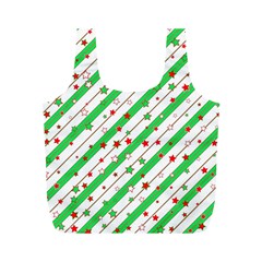 Christmas Xmas Green Stars Background Star Full Print Recycle Bag (m) by Wegoenart