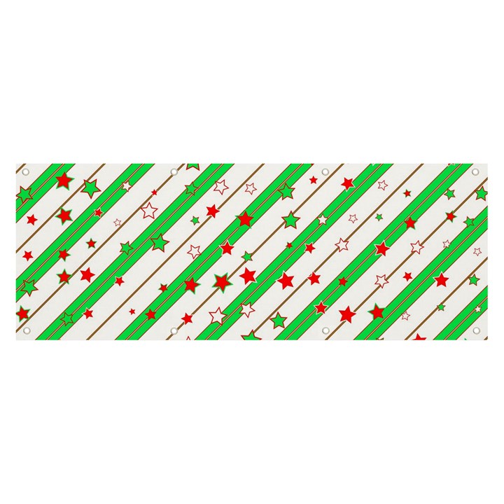 Christmas Xmas Green Stars Background Star Banner and Sign 8  x 3 