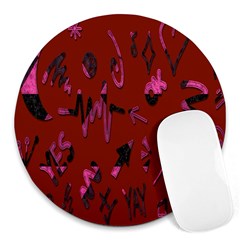 Doodles Maroon Round Mousepads by nateshop