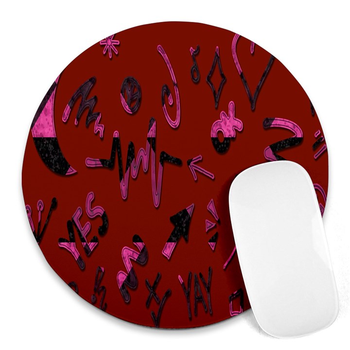 Doodles Maroon Round Mousepads