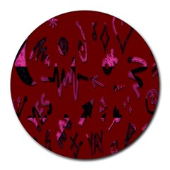 Doodles Maroon Round Mousepads by nateshop