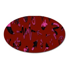 Doodles Maroon Oval Magnet by nateshop