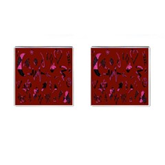 Doodles Maroon Cufflinks (square) by nateshop