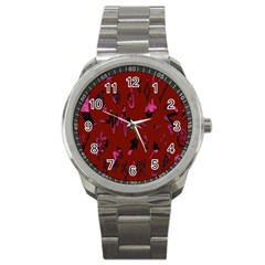 Doodles Maroon Sport Metal Watch by nateshop