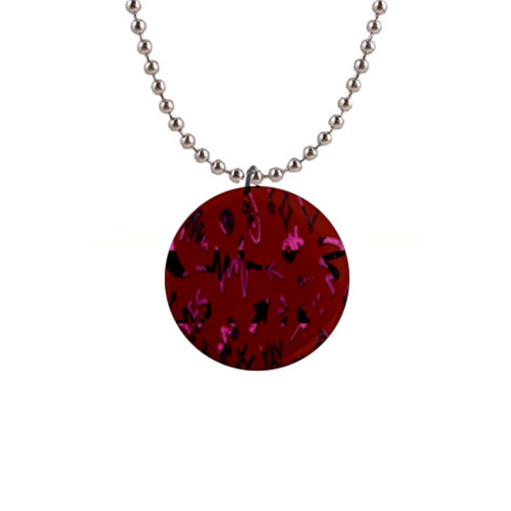 Doodles Maroon 1  Button Necklace