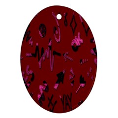 Doodles Maroon Oval Ornament (two Sides) by nateshop