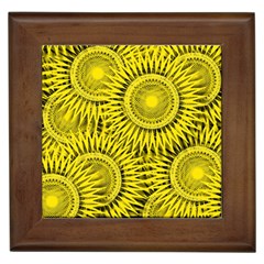 Yellow Abstract Sun Pattern Background Framed Tile