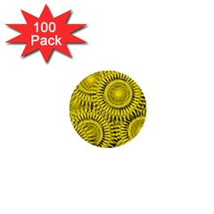 Yellow Abstract Sun Pattern Background 1  Mini Buttons (100 pack) 