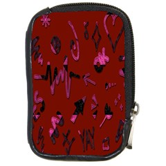 Doodles Maroon Compact Camera Leather Case by nateshop