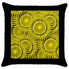 Yellow Abstract Sun Pattern Background Throw Pillow Case (Black)