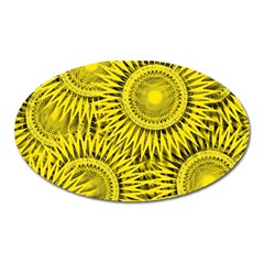 Yellow Abstract Sun Pattern Background Oval Magnet by Wegoenart