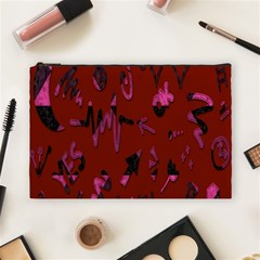 Doodles Maroon Cosmetic Bag (large) by nateshop