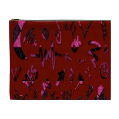 Doodles Maroon Cosmetic Bag (xl) by nateshop