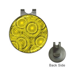 Yellow Abstract Sun Pattern Background Hat Clips with Golf Markers