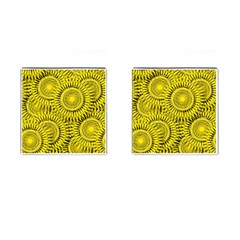 Yellow Abstract Sun Pattern Background Cufflinks (Square)