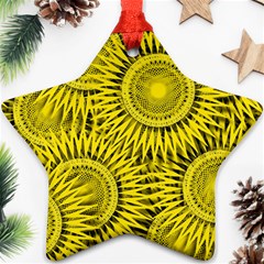 Yellow Abstract Sun Pattern Background Star Ornament (two Sides)