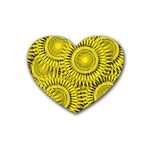 Yellow Abstract Sun Pattern Background Rubber Coaster (Heart) Front