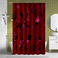 Doodles Maroon Shower Curtain 48  X 72  (small)  by nateshop