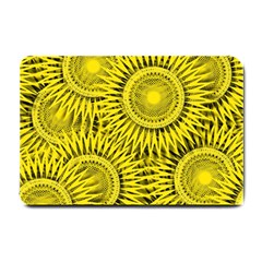 Yellow Abstract Sun Pattern Background Small Doormat  by Wegoenart