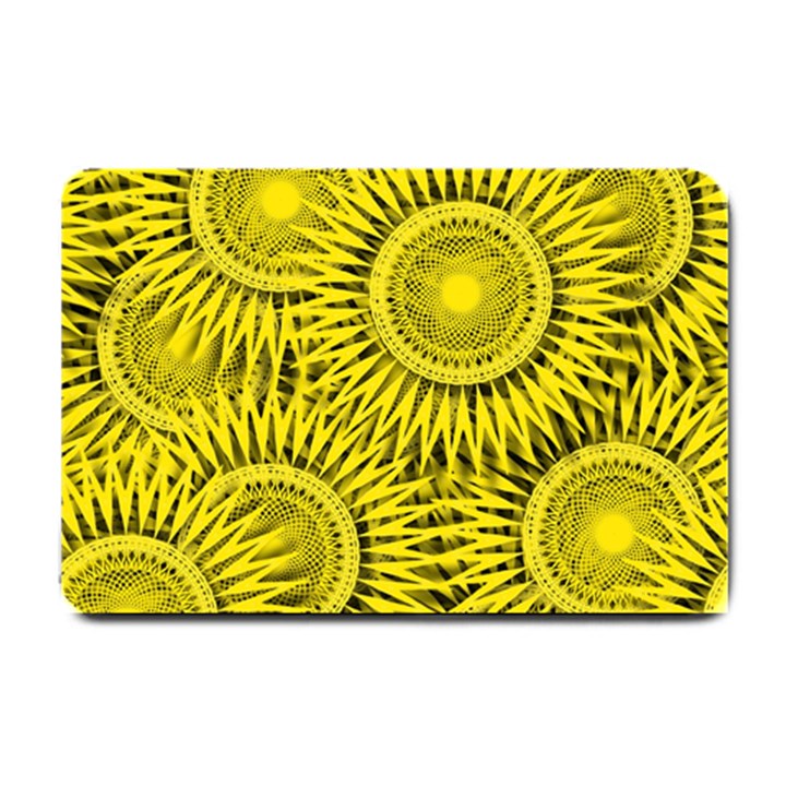 Yellow Abstract Sun Pattern Background Small Doormat 