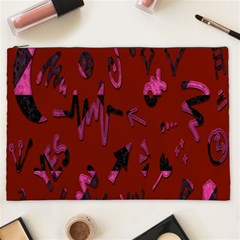 Doodles Maroon Cosmetic Bag (xxl) by nateshop