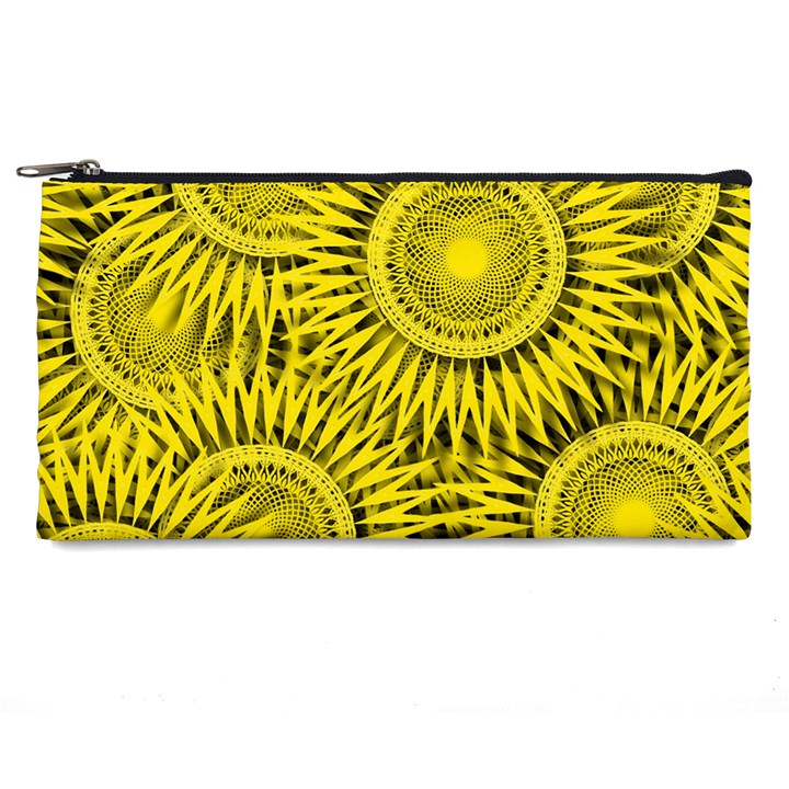 Yellow Abstract Sun Pattern Background Pencil Case