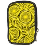 Yellow Abstract Sun Pattern Background Compact Camera Leather Case Front