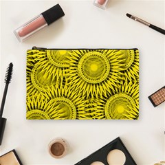 Yellow Abstract Sun Pattern Background Cosmetic Bag (medium) by Wegoenart