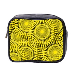 Yellow Abstract Sun Pattern Background Mini Toiletries Bag (Two Sides)