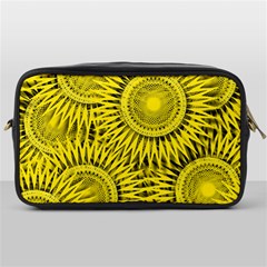 Yellow Abstract Sun Pattern Background Toiletries Bag (One Side)