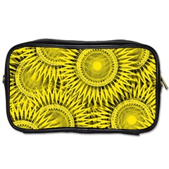 Yellow Abstract Sun Pattern Background Toiletries Bag (Two Sides)