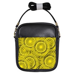 Yellow Abstract Sun Pattern Background Girls Sling Bag