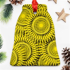 Yellow Abstract Sun Pattern Background Ornament (bell)