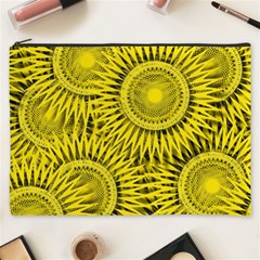 Yellow Abstract Sun Pattern Background Cosmetic Bag (XXXL)