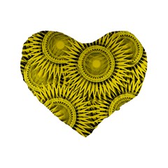 Yellow Abstract Sun Pattern Background Standard 16  Premium Heart Shape Cushions