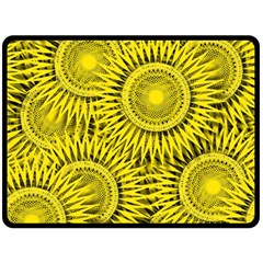 Yellow Abstract Sun Pattern Background Double Sided Fleece Blanket (Large) 