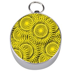 Yellow Abstract Sun Pattern Background Silver Compasses by Wegoenart