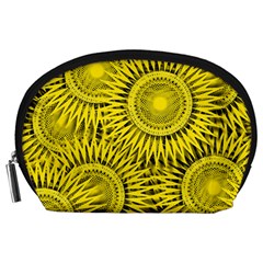 Yellow Abstract Sun Pattern Background Accessory Pouch (large) by Wegoenart