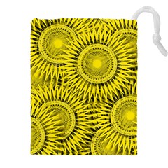 Yellow Abstract Sun Pattern Background Drawstring Pouch (5xl) by Wegoenart