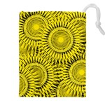 Yellow Abstract Sun Pattern Background Drawstring Pouch (5XL) Front