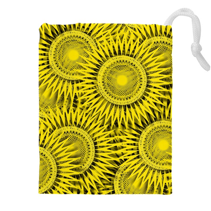 Yellow Abstract Sun Pattern Background Drawstring Pouch (5XL)