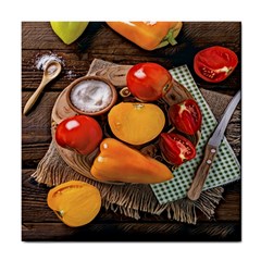 Tomatoes And Bell Pepper - Italian Food Tile Coaster by ConteMonfrey