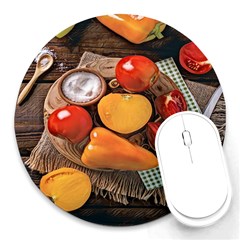 Tomatoes And Bell Pepper - Italian Food Round Mousepads by ConteMonfrey